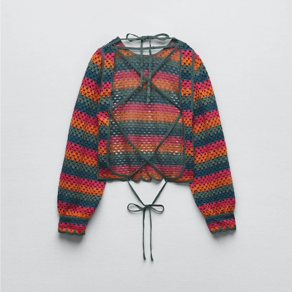 Zara OPEN BACK KNIT TOP. Multicolored. Size S. New with Tags.
